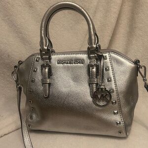 Michael Kors Silver Metallic Studded Handbag